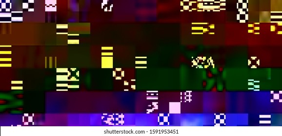 Abstract cyberpunk background. Glitched surface. Colorful techno backdrop with aesthetics of vaporwave style of 80's. Creative graphic design for poster,brochure,flyer and card.
