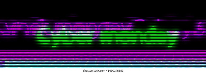 Abstract cyberpunk background with text "Cyber monday". Retro futuristic backdrop with glitch effect. Vector illustration of a distorted surface with aesthetics of vaporwave style of 80's.