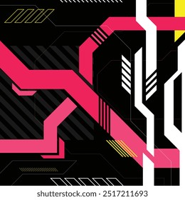 Abstractas cartel cuadrado cyberpunk. Ilustración vectorial