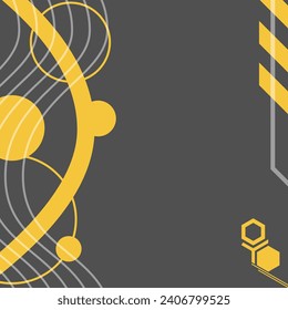 Abstract Cyberpunk Style Curved Line Grey and Yellow Background