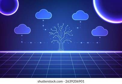 Abstract cyberpunk technology background. Design for cloud circuit board futuristic future digital futuristic electronic data.