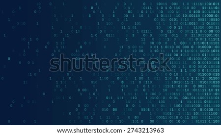Abstract Cybersecurity Background featuring a Horizontal Gradient of Binary Code. Digital Bitstreams Emerge from the Right Margin and Dissolve into a Dark Teal Void on the Left for Software Development, Data Science, and Modern UI Themes.