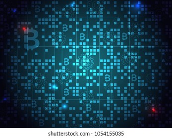 Abstract cyberspace, blockchain technology,  cryptocurrency futuristic vector background