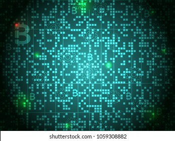 Abstract cyberspace, blockchain technology,  cryptocurrency futuristic vector background