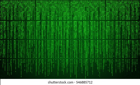 Abstract cyberspace with digital falling lines, binary hanging chain. High-tech computer background