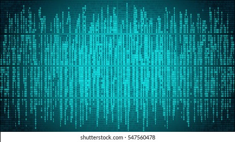 Ciberespaço abstrato com linhas digitais, código binário, fundo de matriz com dígitos