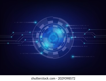 Resumen de los antecedentes de la tecnología digital en el ciberespacio. Vector gráfico de círculo geométrico azul futurista. El concepto del movimiento chisporroteante.