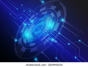 Resumen de los antecedentes de la tecnología digital en el ciberespacio. Vector gráfico de círculo geométrico azul futurista. El concepto del movimiento chisporroteante.