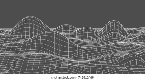 Abstract cyberspace landscape. Vector frame background country. cancellated pattern for presentation

