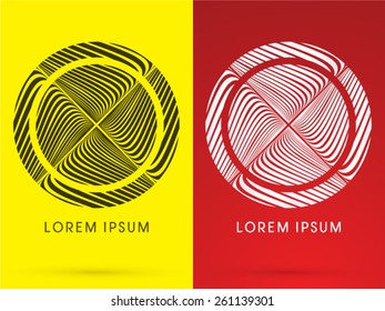 Abstract cycle,circle , designed using black and white line, logo, symbol, icon, graphic, vector.