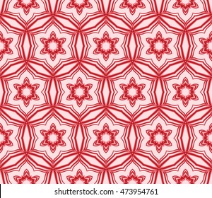 Abstract cyclical pattern of floral ornament. Seamless vector illustration. red color. For the interior design, wallpaper, printing, textile industry.