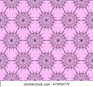 Abstract cyclical pattern of floral ornament. Seamless vector illustration. pink color. For the interior design, wallpaper, printing, textile industry.
