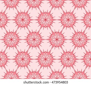 Abstract cyclical pattern of floral ornament. Seamless vector illustration. red color. For the interior design, wallpaper, printing, textile industry.
