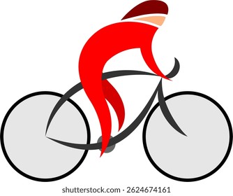 Um ciclista abstrato em camisa vermelha sobre fundo transparente