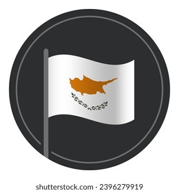 Abstract Cyprus Flag Flat Icon in Circle Isolated on White Background