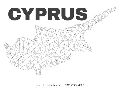 Abstract Cyprus map isolated on a white background. Triangular mesh model in black color of Cyprus map. Polygonal geographic scheme designed for political illustrations.