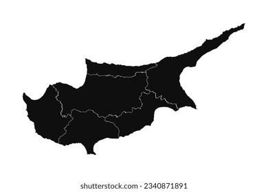 Abstract Cyprus Silhouette Detailed Map, can be used for business designs, presentation designs or any suitable designs.