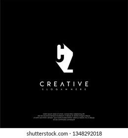 abstract CZ logo letters in shadow shape design concept