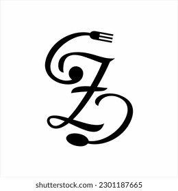 Abstract C,Z.D Letter logo with spoon and fork. The logo can be used for the identity of cafes, restaurants, chefs and decorations.