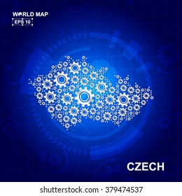 Abstract Czech gear map. Vector design