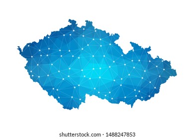 Abstract Czech Republic Map geometric rumpled triangular low poly style gradient graphic on white background , line dots polygonal design for your . Vector illustration eps 10