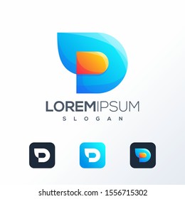 abstract D colorful logo design idea