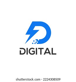 abstract d electrical digital logo design templates