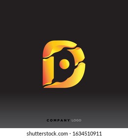 ABSTRACT D FONT ORANGE GRADIENT