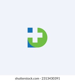 Resumen cruz de letra D más plantilla de diseño de logotipo médico - vector