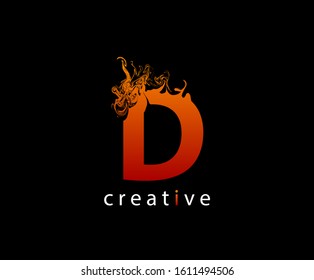 Abstract D Letter Flame Logo Icon