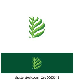 Letra Abstractas D Logotipo de la hoja Vector planta eco Plantilla símbolo verde. Ilustración vectorial