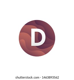 Abstract D letter logo circle shape company sign layered round icon trendy logotype vector design.