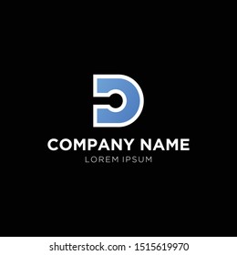 Abstract D letter logo design template. full color. Vector icon.
