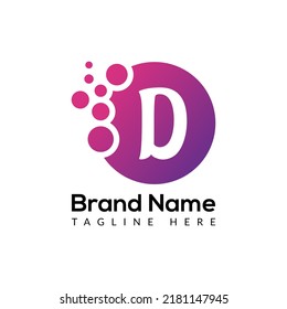 Abstract D letter modern bubble logo design template