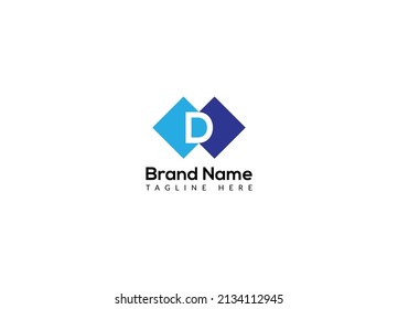 Resumen de la letra D diseño moderno de marcas de papel iniciales