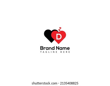 Abstract D letter modern initial lettermarks love logo design