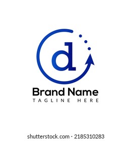 Resumen de la letra D plantilla de diseño de logotipo de flecha inicial moderna