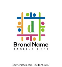 Resumen de la letra D diseño moderno de marcas de papel iniciales