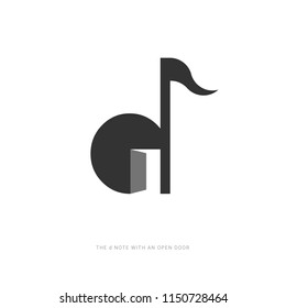 Abstract d letter of Musical Tone with an open door