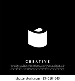 abstract D logo letter in 3d shadow design concept