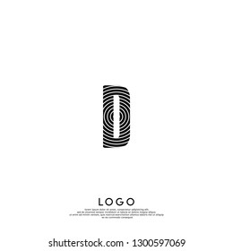 abstract D logo letter in circle pattern design concept