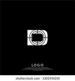 abstract D logo letter with circle shot design concept
