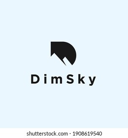 abstract D logo. mountain icon