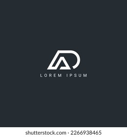 Abstract DA AD letter simple style logo design vector template.