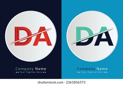 Abstract DA letter logo design template. Vector Logo Illustration.