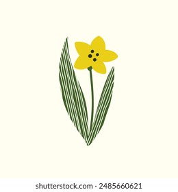 Abstract daffodil flower Illustration in a Simple and Modern Style isolated