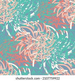 Resumen dahlia vector floral fondo de patrón sin fisuras. Tonos pastel modernos, azul acuático y blanco. Tubo espumoso superficial dahlias pétalos diseño textural botánico con capas combinadas