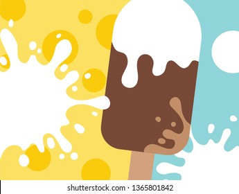 Abstract dairy design in flat cut out style. Milk splash, cheese and ice cream. Vector illustration.