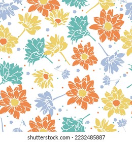 Abstract Daisy Floral Garden Vector Seamless Pattern can be use for background and apparel design