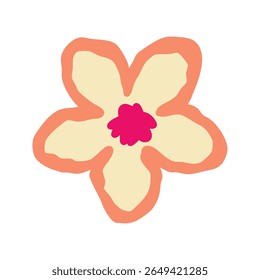 Abstract Daisy flower. Chamomile flat icon, cartoon retro spring flowers. Geometric flower. Abstract minimal daisy elements. Botanical summer elements, natural bloom petal. Floral Hawaiian flower.

